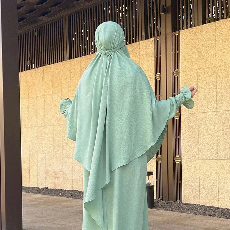女性のためのイスラム教徒の祈りのドレス,トルコのドレス,jilbab,2ピース,ラマダン,長いヒジャーブ,イスラム教徒の祈りのためのドレス