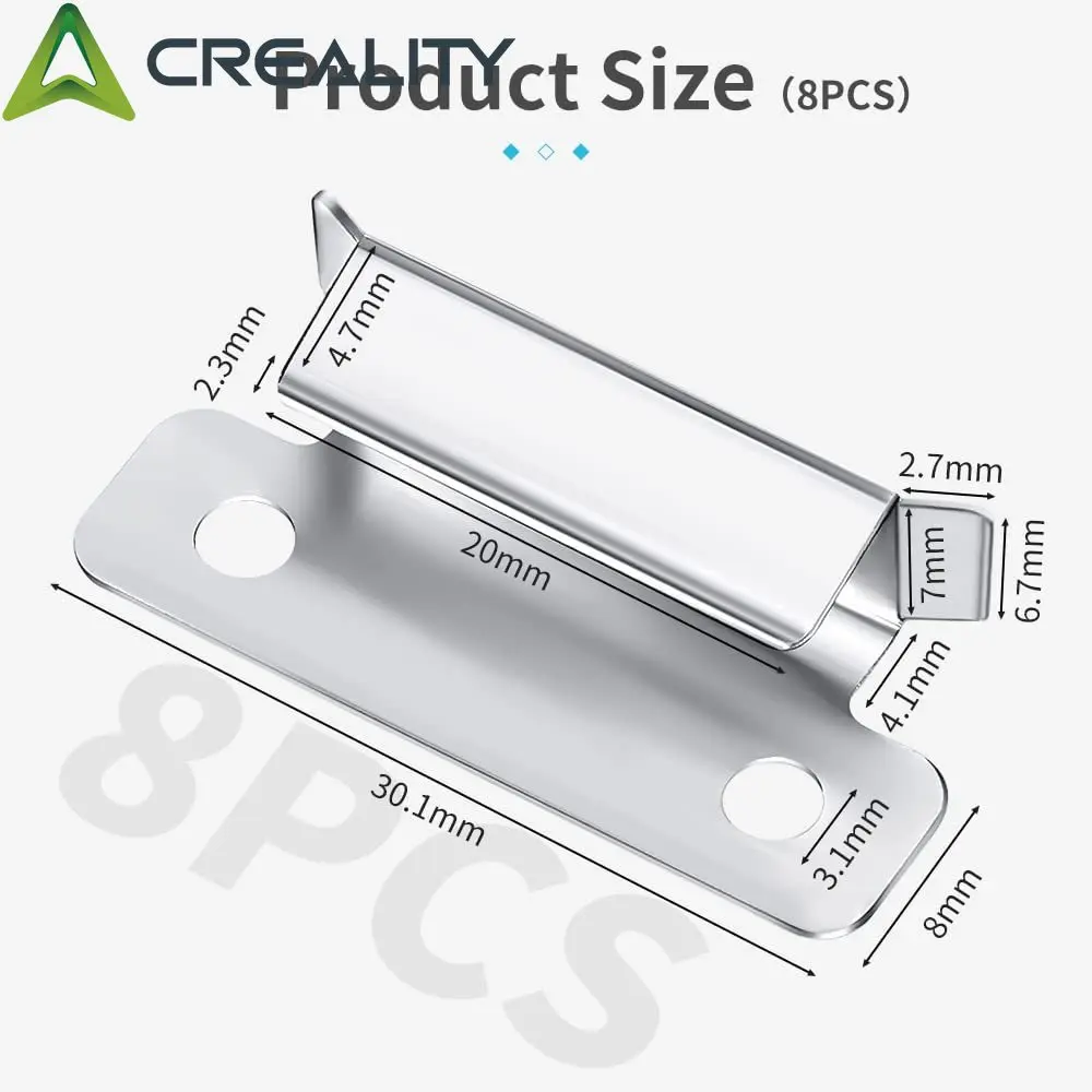 Creality Ender 3 แก้วเตียงคลิป 8Pcs 3D เครื่องพิมพ์ 7 มม.สแตนเลสสตีลเงินเตียงคลิป 3D เตียง Clamps สําหรับ Ender CR-10 Series