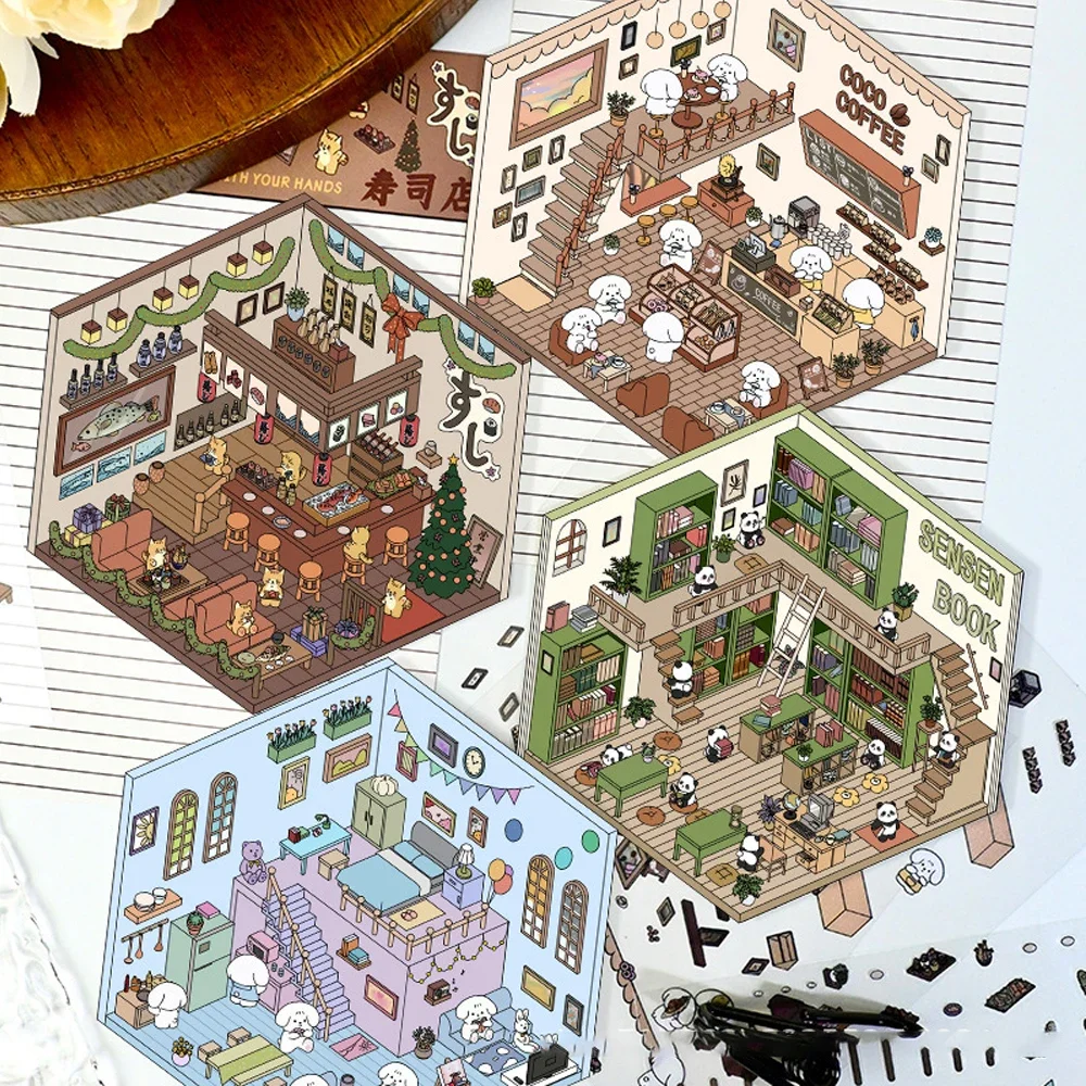 面白い 3D ステッカー漫画ポケット DIY シーン DIY キャビンシーンスタッキングと貼り付けギフト子供子供学生