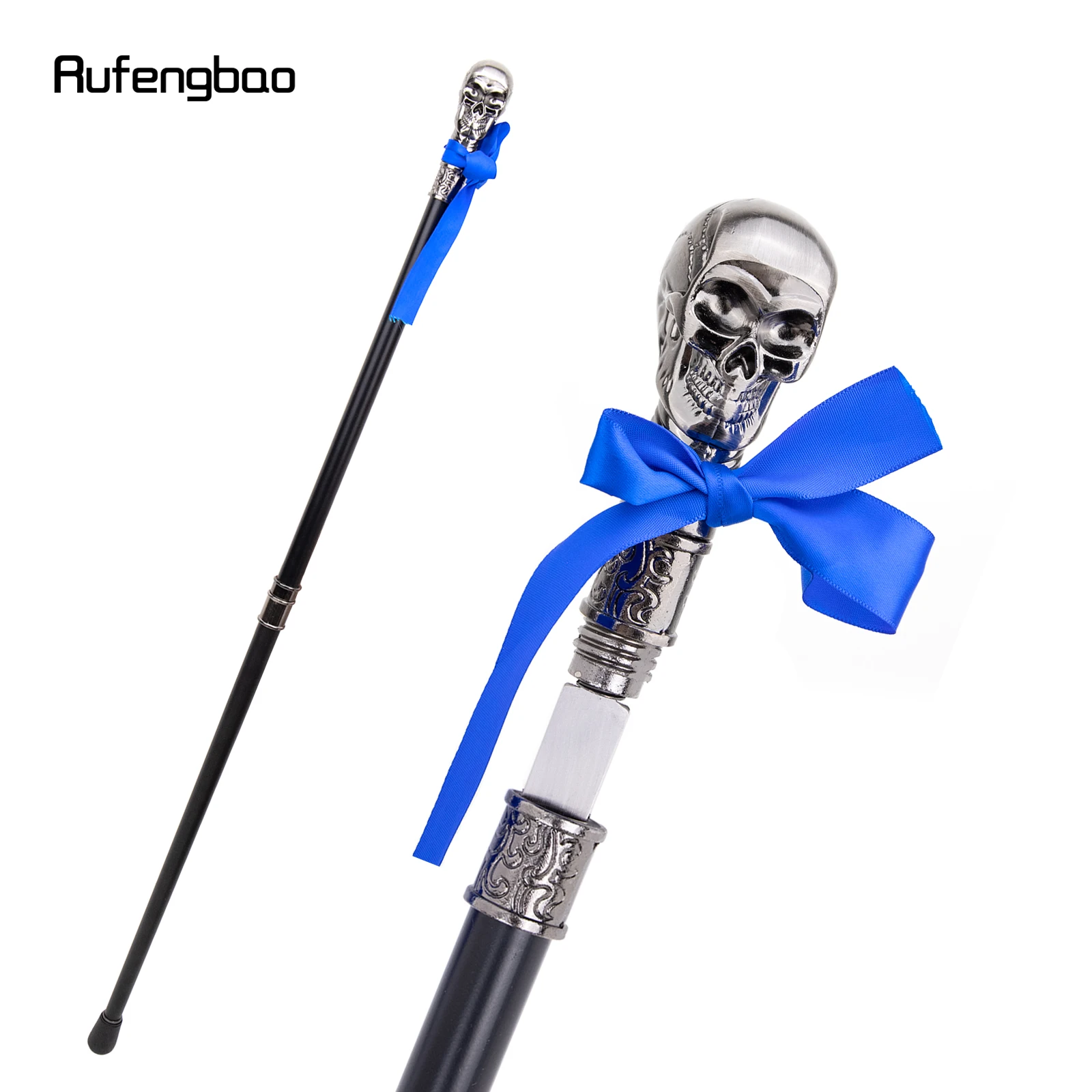 Cabeza de calavera con pajarita, bastón con placa oculta, autodefensa, placa de caña de moda, Cosplay, Crosier Stick, 93cm