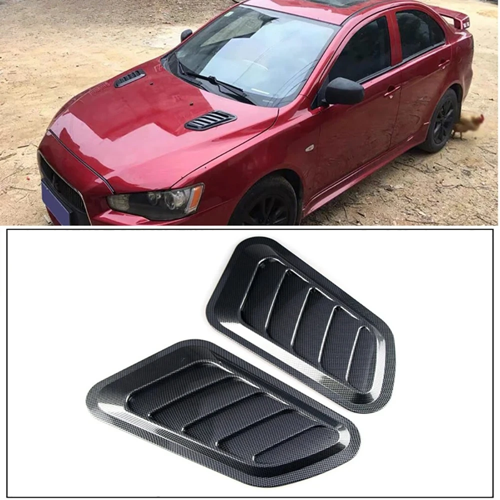 Capa universal para capô de carro, fibra de carbono, entrada de ar, ventilação, 2 peças, acessórios de estilo, decoração externa para fácil instalação