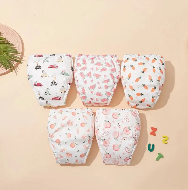 Calças de treinamento de bebê de algodão reutilizáveis à prova d'água, 6 camadas, shorts infantis, roupa íntima, fraldas de bebê, calcinha, troca de fraldas