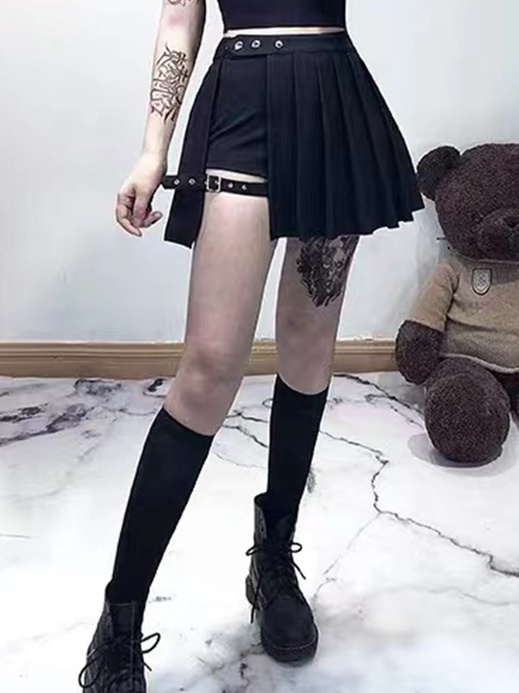 Altgoth punk shopping goth shorts saia feminina y2k e-girl streetwear harajuku perna anel fivela destacável cintura alta emo alt clubwear