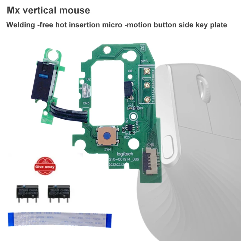 Accesorios de reparación para ratón Vertical MX compatible, sin soldadura, botón Macro intercambiable en caliente, placa base, botón lateral, tablero pequeño