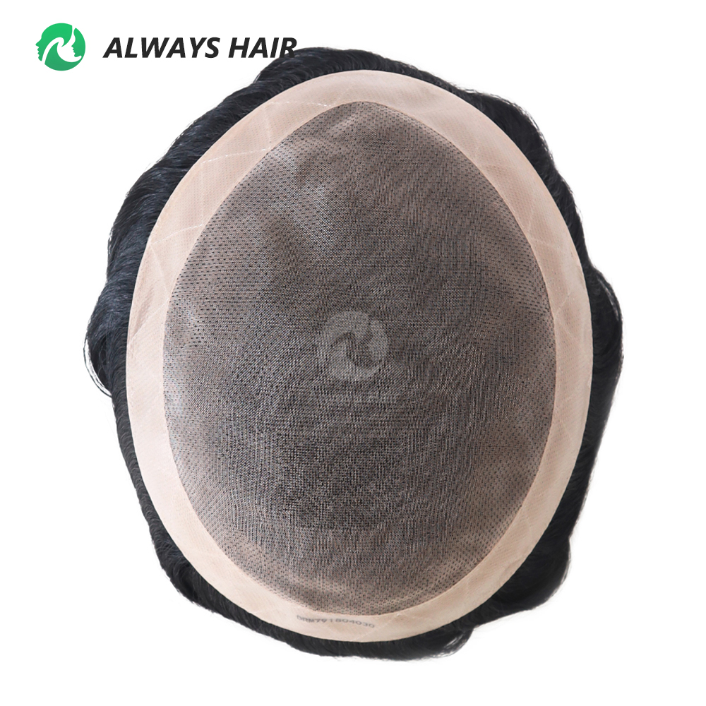 Alwayshair - Fine Mono Toupee 5 cali Włosy indyjskie Mężczyźni Proteza kapilarna 120% 130% Gęstość Trwała peruka Mężczyzna DMC