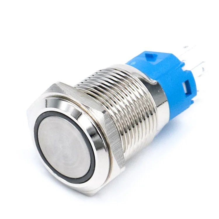 2Pcs DC 12V/24V Metal Latching Push Button Switch, 5 Pin Car RV Truck Boat SPDT ON/OFF Switch, Waterproof Self-Locking Round
