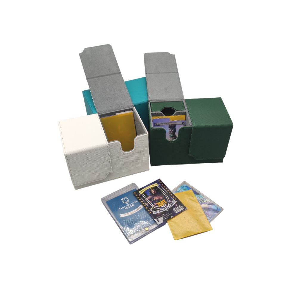 Caixa de cartão de couro PU, gaveta de punho duplo, caixa de armazenamento de cartão xadrez, conjunto de cartão estilo gaveta PTCG Pok é mon, jogo multifuncional