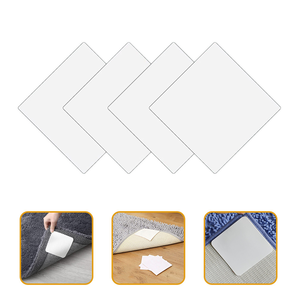 12Pcs Non-Slip Rug Corner Grippers Thin Square Carpet Pads for Area Rugs Indoors Outdoors Anti Curling Rug Stoppers