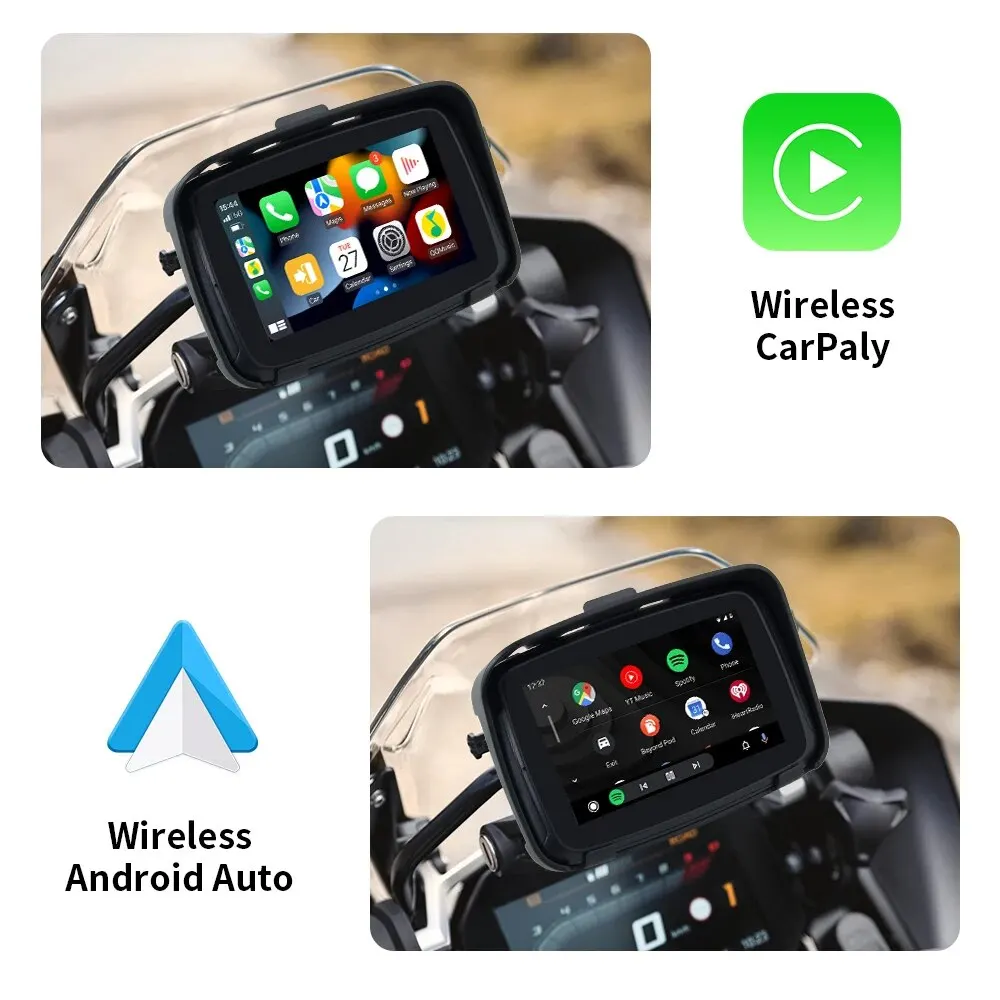 Ekiy-Carplay inalámbrico para motocicleta, dispositivo de 5 pulgadas con Android, navegación portátil automática, pantalla Gps, Ipx7, resistente al agua