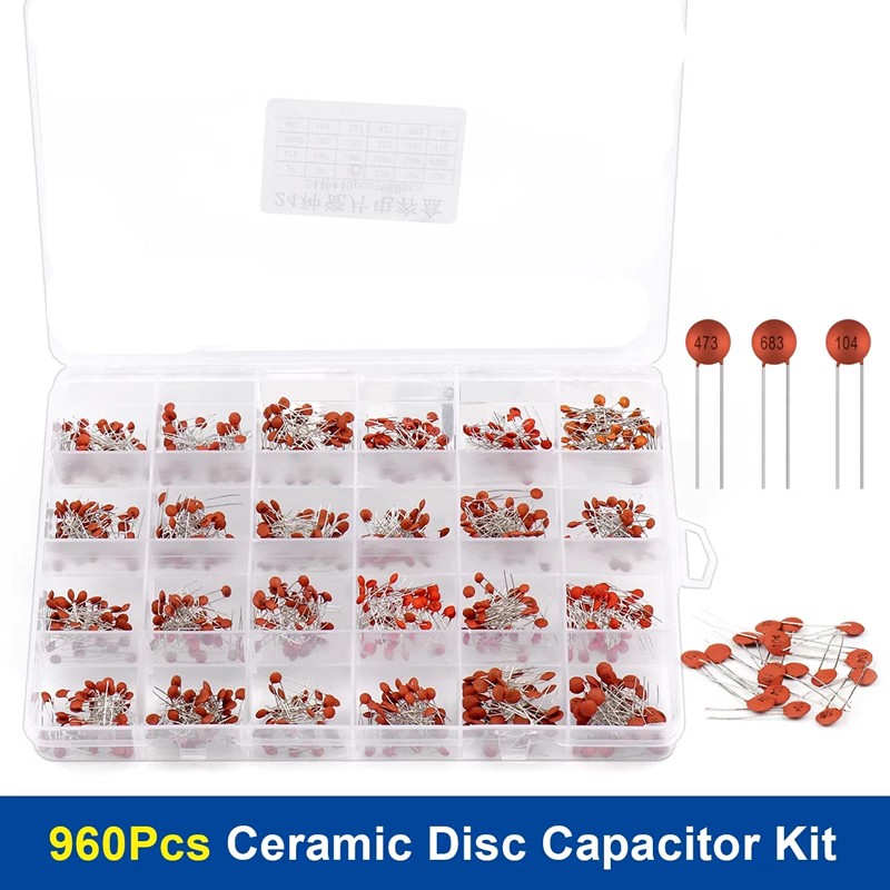 960 unids/lote Kit surtido de condensadores cerámicos 2PF-0.1UF 50V juego de condensadores cerámicos 24 valores * 40 Uds condensadores electrónicos diy 20%