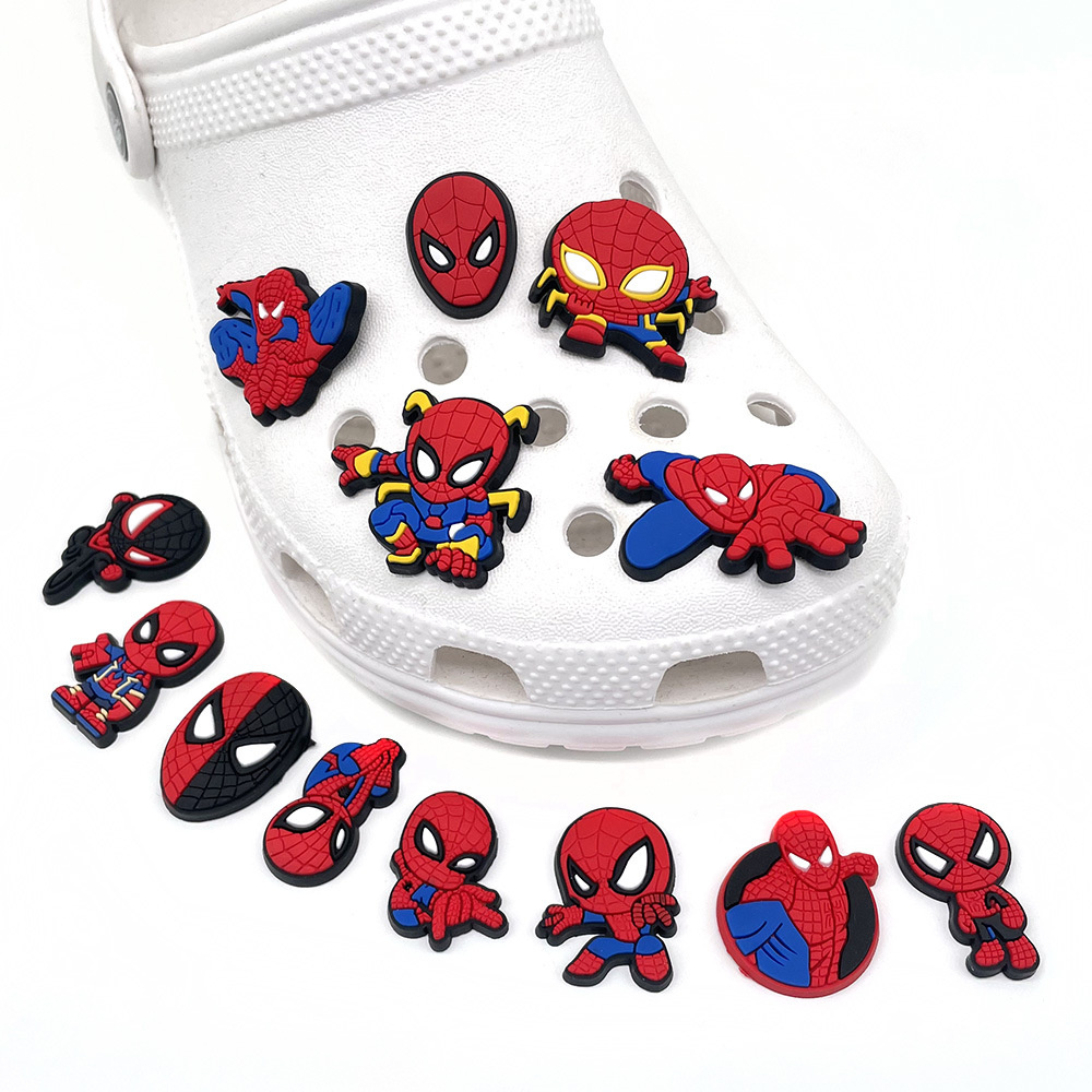 13 個スパイダーマンスパイダーマン靴チャーム漫画スーパーヒーロー靴アクセサリー宣言 DIY サンダルキッズギフトビーチバッグ装飾