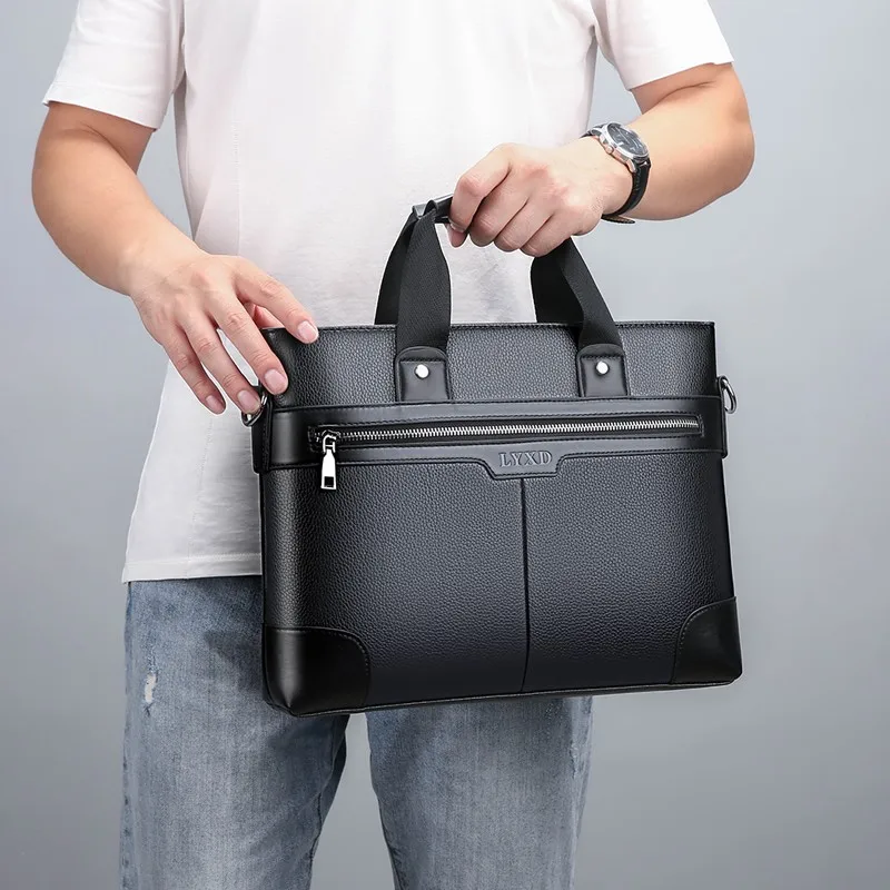 Aktentasche aus PU-Leder für Herren, Dokumente, Designer-Chefhandtasche, Laptop 14, Schultertasche, Business-Messenger-Einkaufstasche, Ehemann