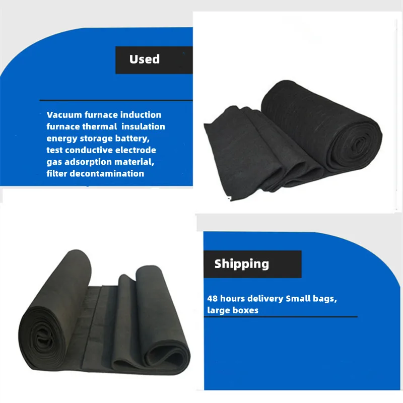 สินค้าใหม่มาใหม่ Soft Graphite Carbon Felt สูงอุณหภูมิคาร์บอนไฟเบอร์สําหรับการปนเปื้อนการดูดซับทําความสะอาด 1 ชิ้น