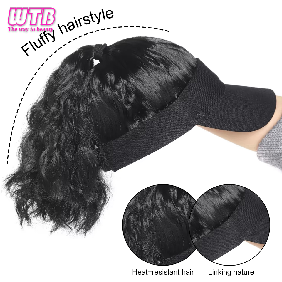 Chapéu com cabelo preso para mulheres rabo de cavalo peruca de cabelo encaracolado com boné de cabelo estilo boné de beisebol boné de beisebol rabo de cavalo peruca