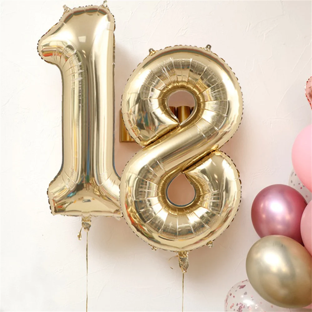1pc 40 pollici Platino Numero di colore Palloncini Figura Palloncino a elio Digit Globos Decorazioni per feste di compleanno Baby Shower