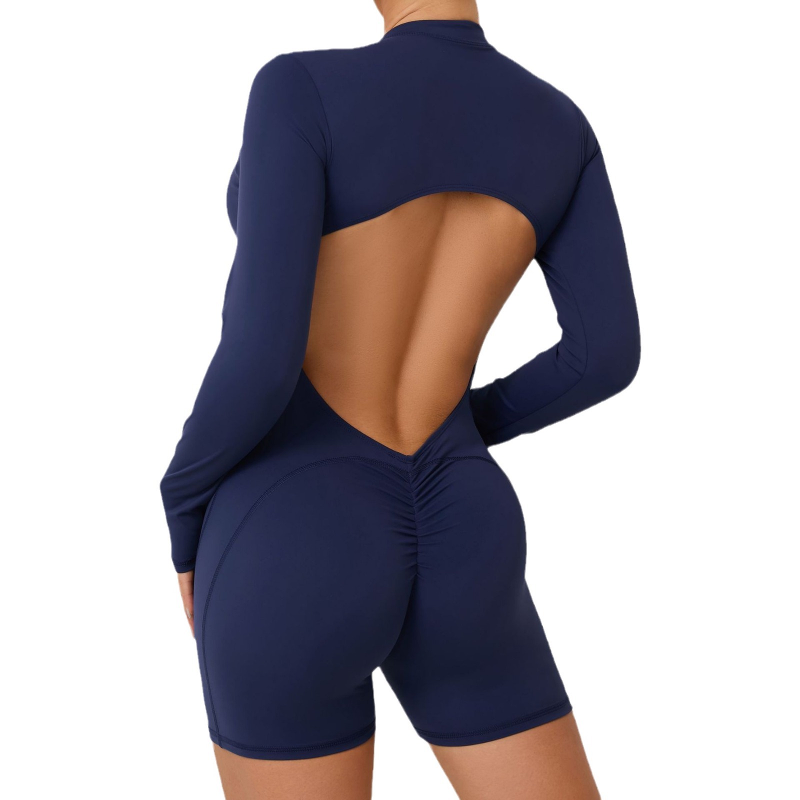 Traje de una pieza con escote en V en la espalda, mono deportivo de realce para mujer, monos con cremallera para Fitness, peleles de entrenamiento, monos de gimnasio para mujer