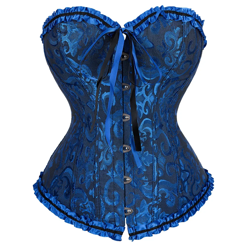 Corsé victoriano para mujer, corpiño Vintage con cordones, ropa moldeadora deshuesada, corsé por encima del busto de Jacquard de moda gótica
