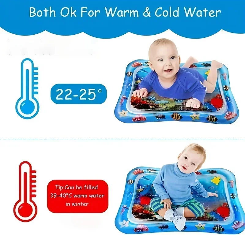 Estera inflable para el tiempo de la barriga, estera de juegos Premium para bebés, cojín de agua inflable, juguetes interactivos para gimnasio para bebés para el desarrollo sensorial