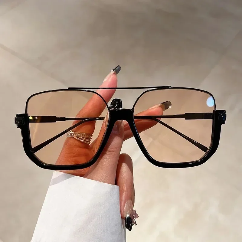 Gafas de sol poligonales Punk de moda, gafas de gran tamaño con sentido avanzado, gafas de sol con montura grande de una pieza, nuevas gafas Steampunk UV400