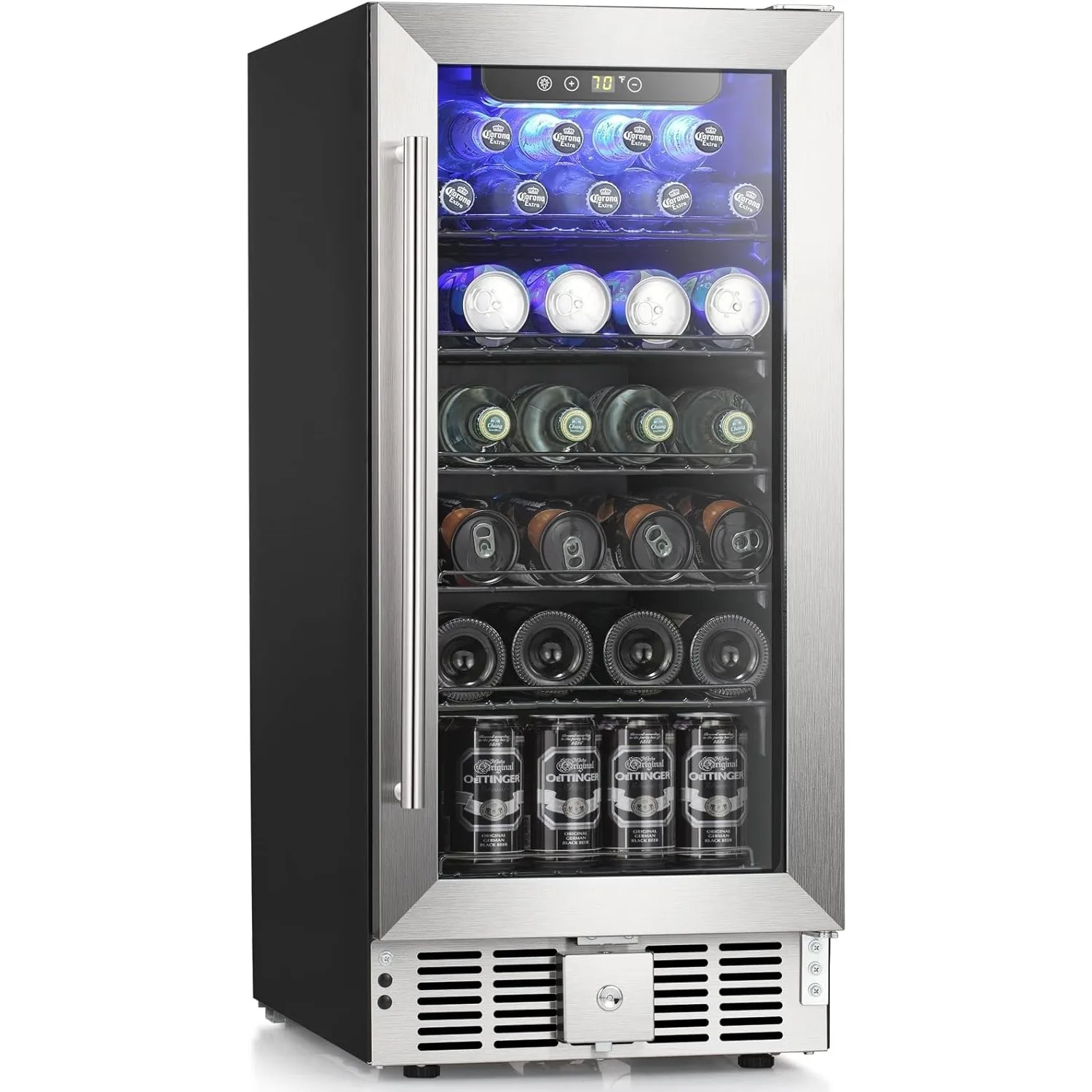 115-Drink Beverage Cooler - 2.9 Cu.Ft Stainless Steel Wine Fridge w/Glass Door