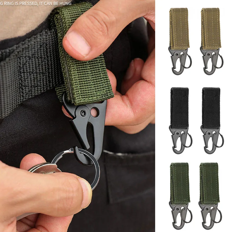 2/5 uds. Hebilla colgante táctica Molle correas de nailon mosquetón cinturón llavero triangular para escalada al aire libre Camping herramienta accesorio