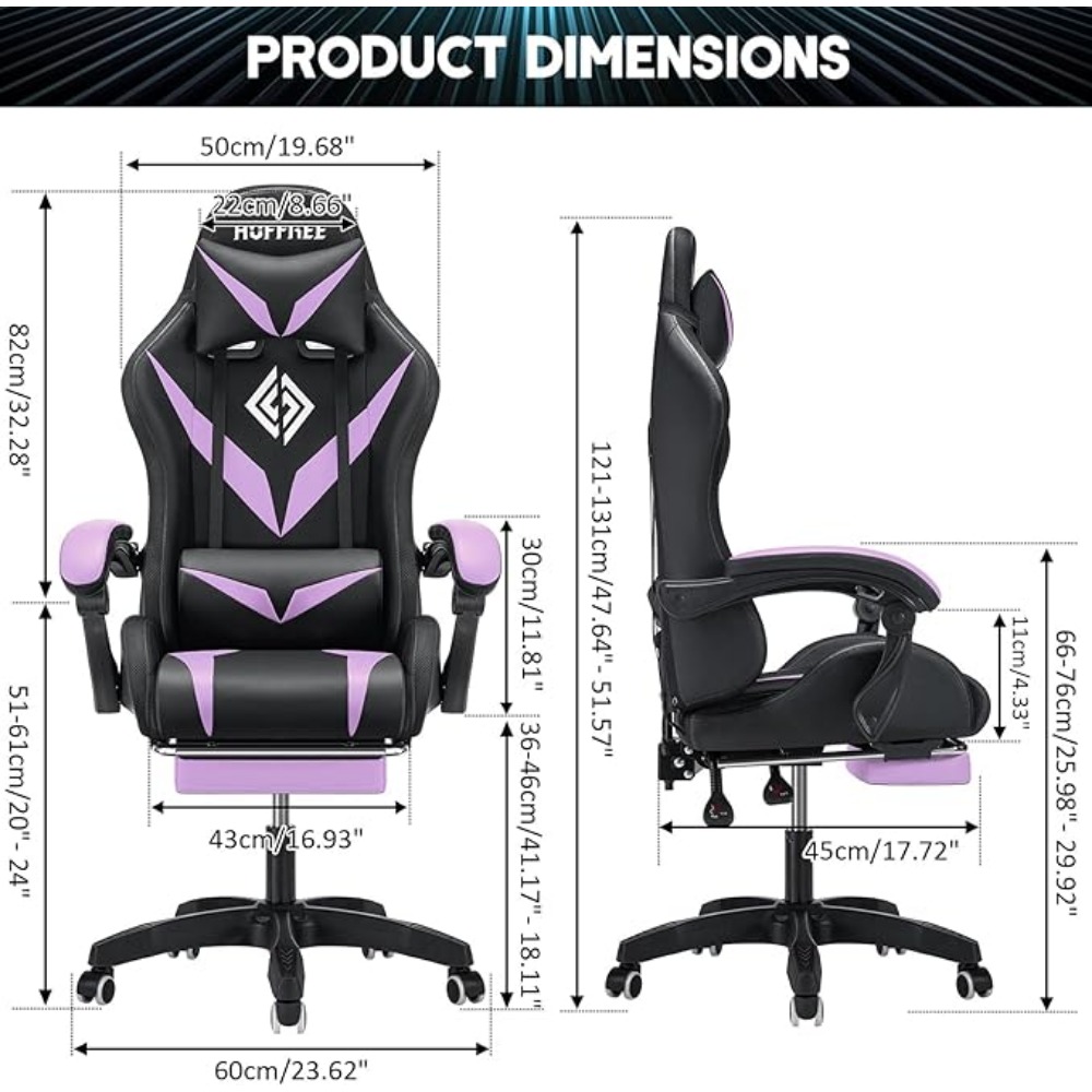 Gaming Chair with Massage and LED RGB Lights Chair with Footrest High Back Video Game Chair with Linkage Armrest Gaming Chairs