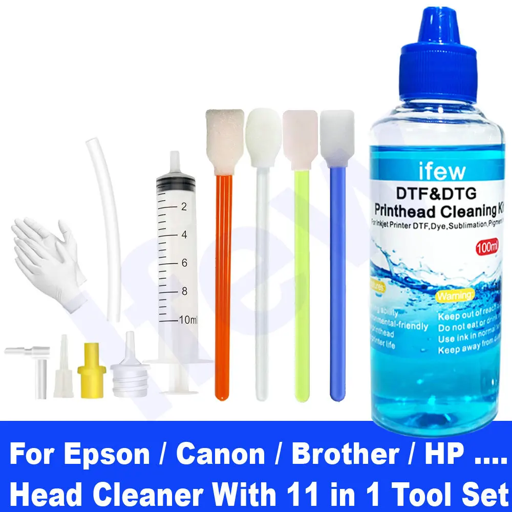 100 ml inkjetprinterkopreinigingsset compatibel met Epson Hp Brother Canon mondstuk en printkopreiniger voor printers Head Clean