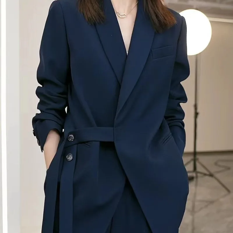 Frühling Herbst Frau Plus Größe Retro Casual Kurze Spitze-up Anzug Jacke Breite bein Hosen Pendler Einfarbig lose Zwei-stück Set