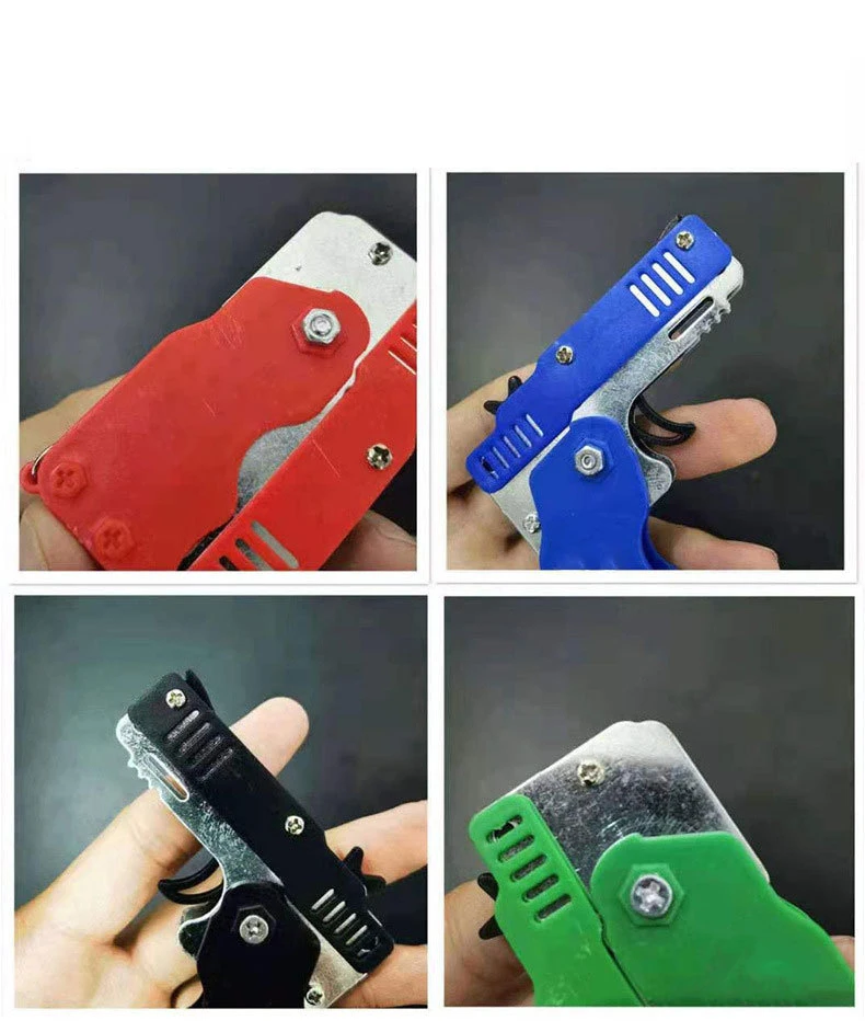 1PCS keychain gun 60 rubber bands rubber band gun Shooting Pistol Alloy Kid Outdoor Party metal gun gift boyfriend Gift Funny