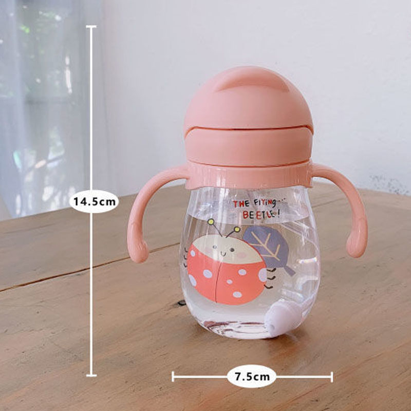 350ml ขวดนมถ้วยดื่มขวดนมฟาง Gravity Ball ขนาดเส้นผ่าศูนย์กลางกว้างเด็กดื่มนม Dual-ใช้ขวด