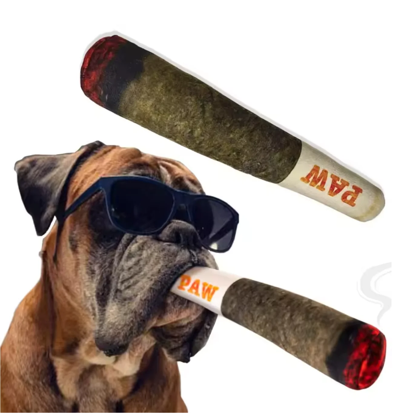 Grappig interactief hondenspeelgoed - Sigaarontwerp Pluche piepend huisdierspeelgoed Tandenslijpen Creatief kauwspeeltje voor kleine middelgrote honden