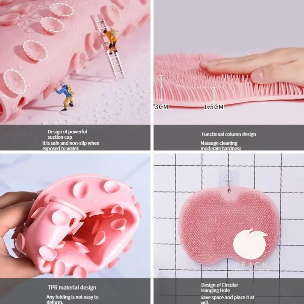 "Esfoliante Doccia Massaggio Raschietto Bagno Tappetino da bagno antiscivolo Spazzola per massaggio alla schiena Lavaggio dei piedi in silicone Pulizia del corpo Strumento da bagno