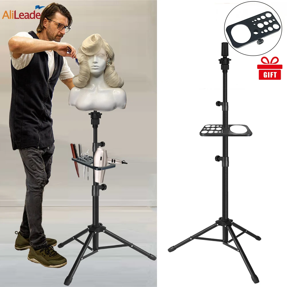 Nuevo soporte para pelucas con bandeja para trípode para peluca, cabeza de lona para hacer peluca, cabeza de maniquí para exhibición de peluca, cabeza de muñeca para formación en peluquería