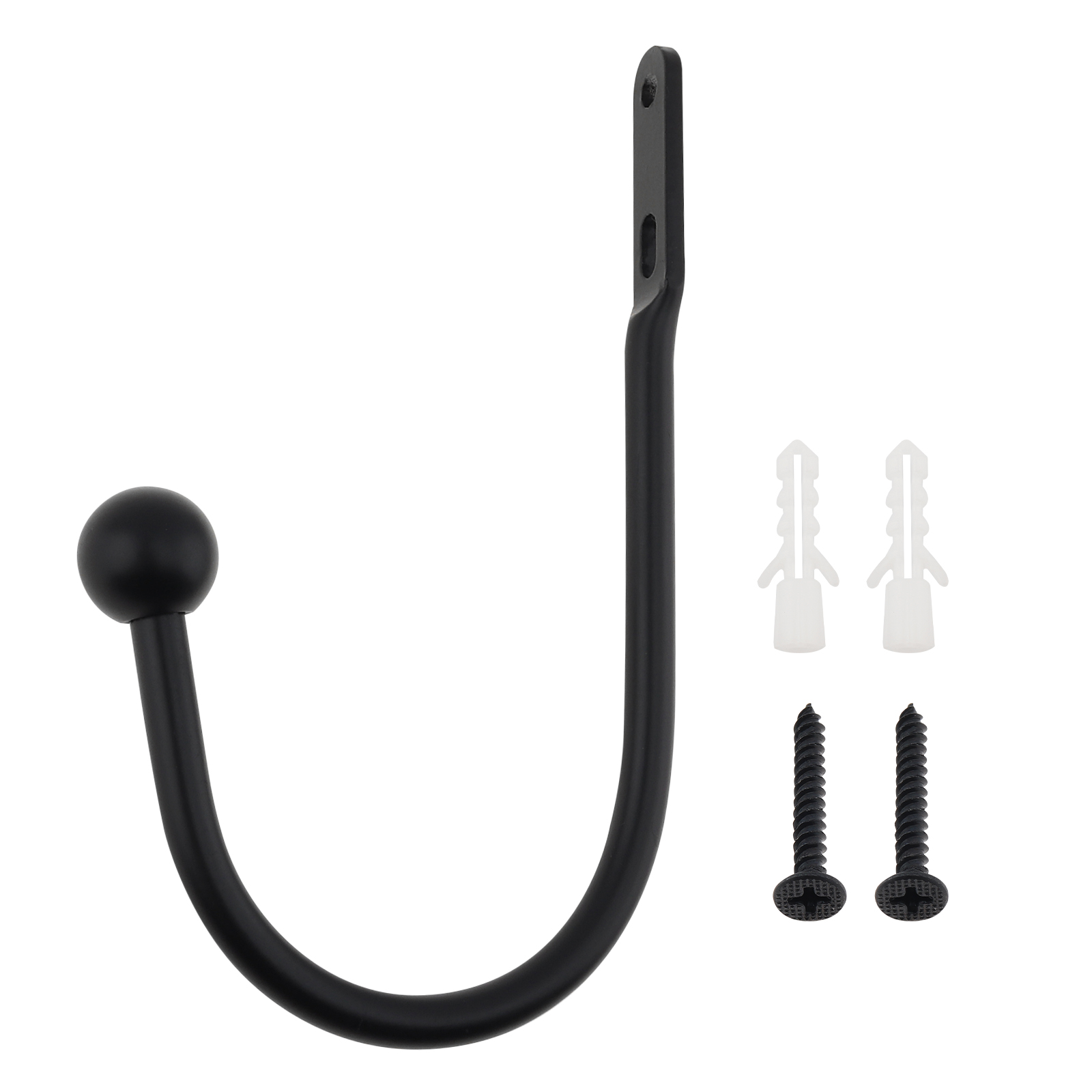 6.3 Inch Made Aluminum Alloy Black Wall Mounted Curtain Hook for Fabric Curtains Heavy Duty Hanging Hook