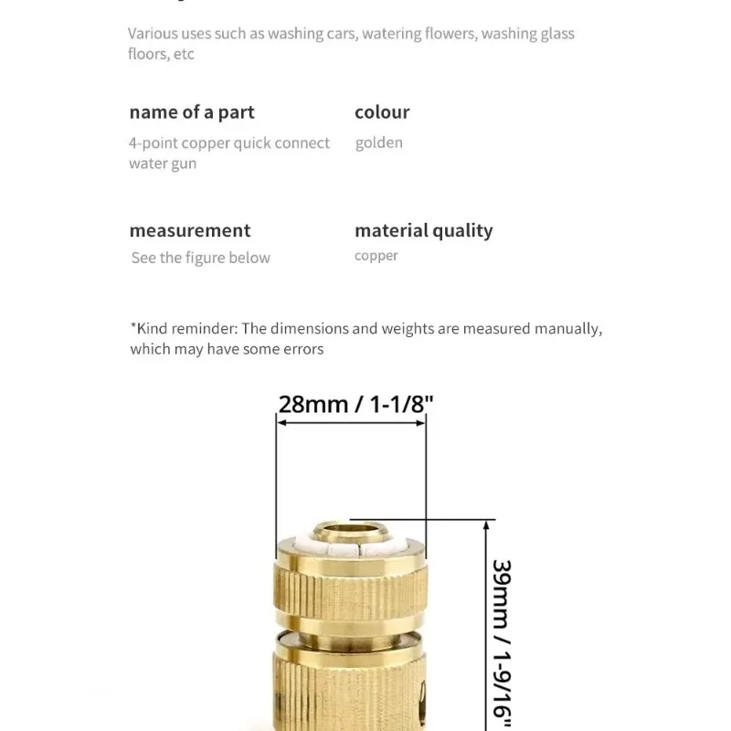 4-Way Water Quick Connector แรงดันสูง Quick Coupling สําหรับเครื่องซักผ้ารถยนต์น้ําปืนอะแดปเตอร์ข้อต่อสวนชลประทานอุปกรณ์เสริม