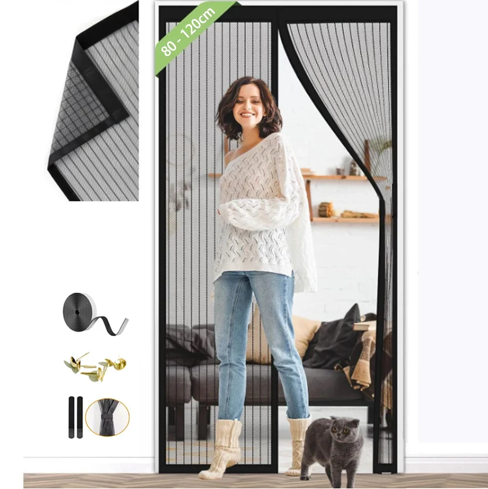 Mosquito Net Door Curtain Screen Magnets Mesh Magnetic Window Automatic Closing Curtains Anti Fly Insect Sandfly Mosquitoes Canv