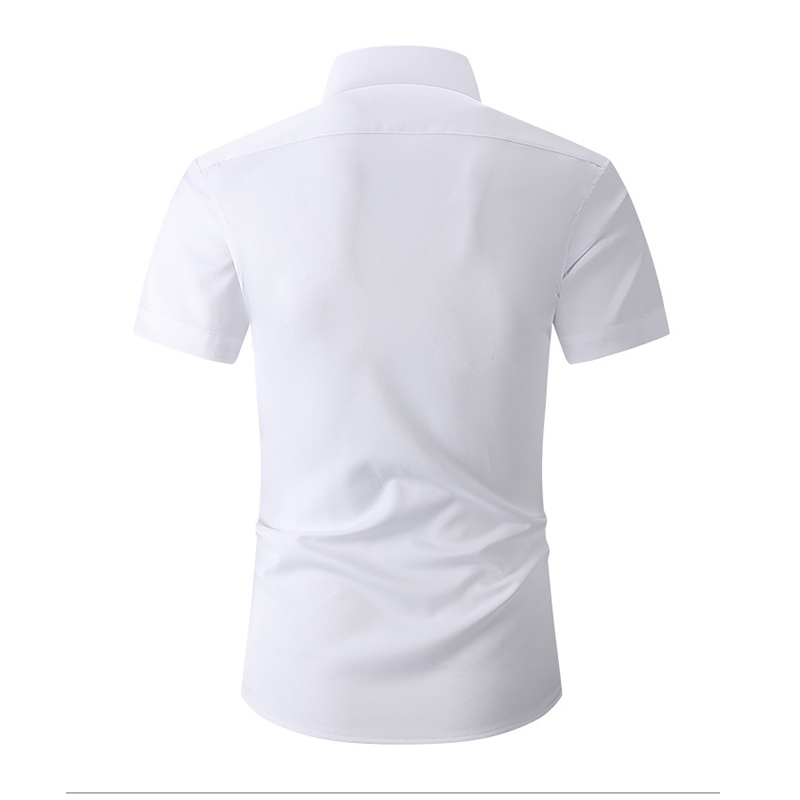 Camisas de manga corta sólidas para hombre Camisa casual con botones en blanco y negro Talla EE. UU. S-XL