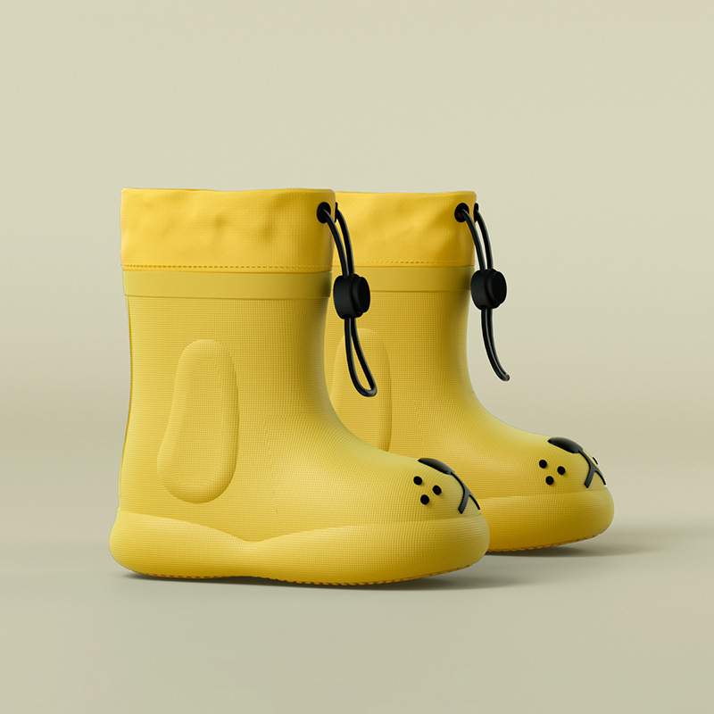Bottes de pluie imperméables pour enfants, chaussures de sécurité pour garçons et filles, stock EVA décoratif