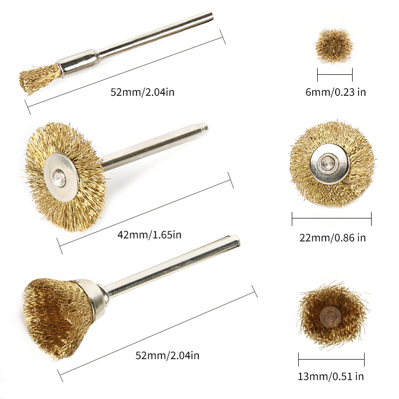 15pcs Brass Wire Wheel Cup Brush Set Brass Brush For Die Grinder Rotary Electric Tool  Polishing Brush Mini Drill Rust Removal