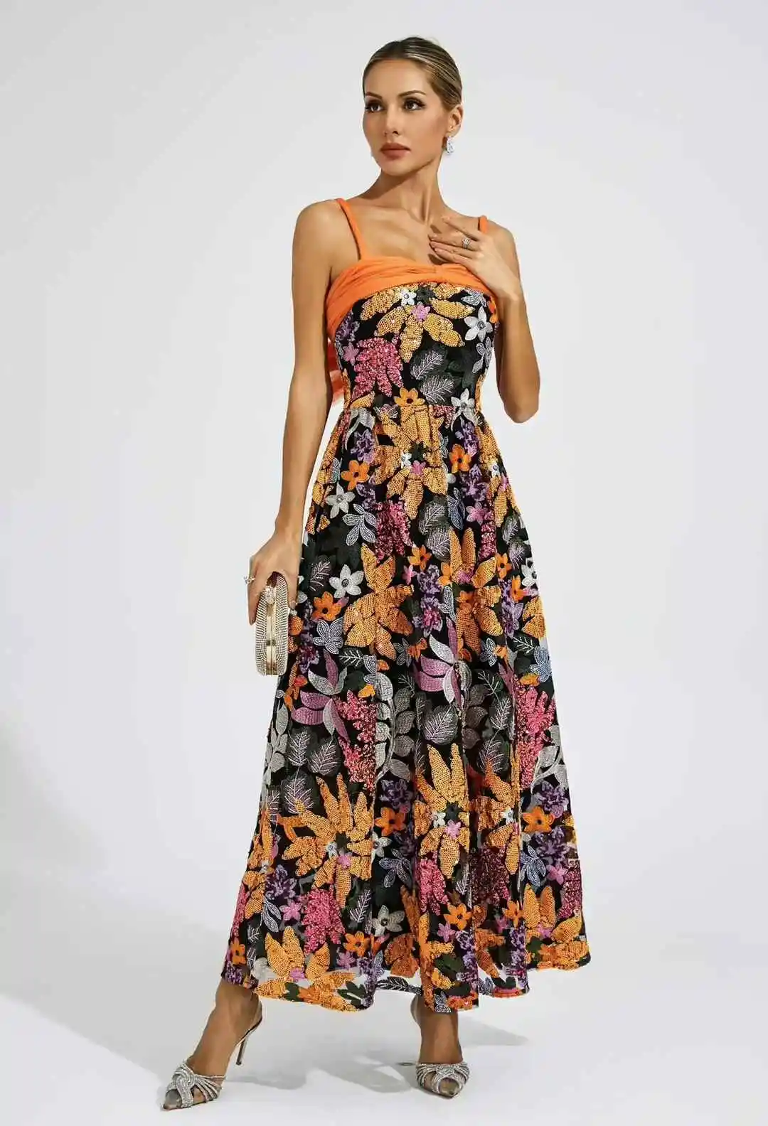 Lo último en tela de encaje de tul con lentejuelas bordadas elegantes y clásicas de calidad Superior para vestido de fiesta de boda NN655_E