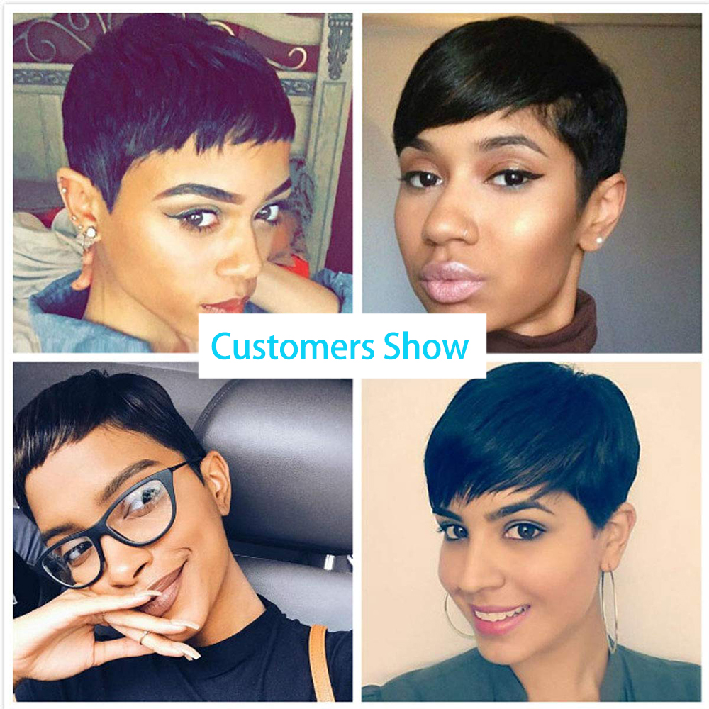 Nova peruca curta bob com franja pixie corte brasileiro perucas de cabelo humano remy completa manchine barato vermelho borgonha marrom perucas para mulher