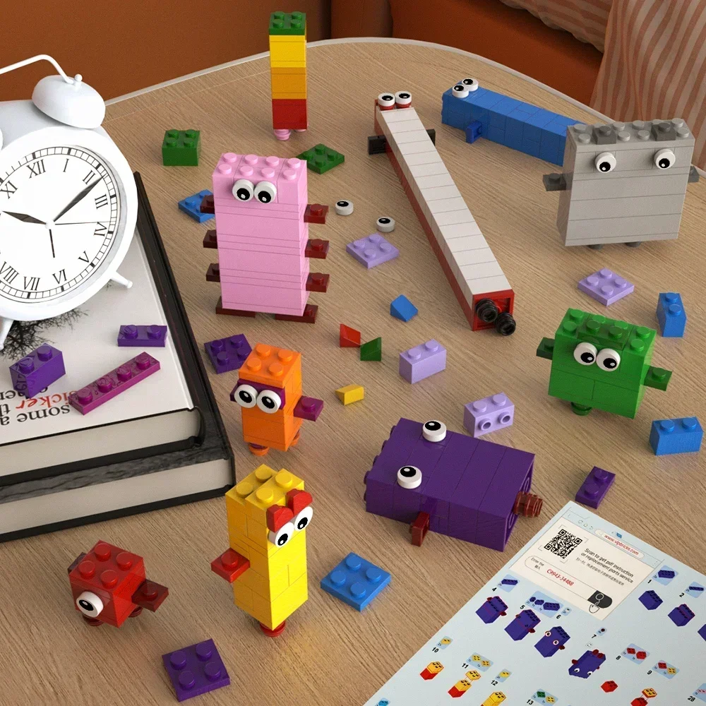 MOC จํานวนอาคารอิฐหนึ่งถึงสิบคณิตศาสตร์ดิจิตอลเปลี่ยน DIY บล็อกการศึกษาเดสก์ท็อปเครื่องประดับของเล่นเด็กของขวัญวันเกิด