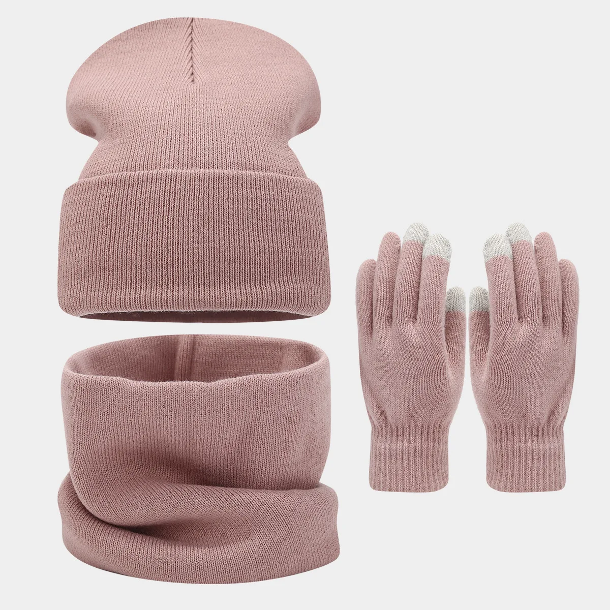 Gorros de punto, conjuntos de guantes snood, 3 uds. Para mujeres y hombres, conjuntos de sombreros de invierno unisex de color sólido, simple, clásico, negro, blanco, gris, rojo, fucsia