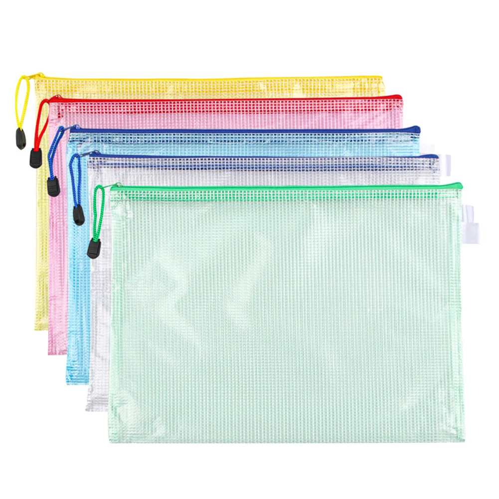 5 stuks A6/A4 Mesh Rits Zakje Document Tas Waterdichte Potlood Opbergzakken voor School Kantoorbenodigdheden Cosmetische Reisorganisatie