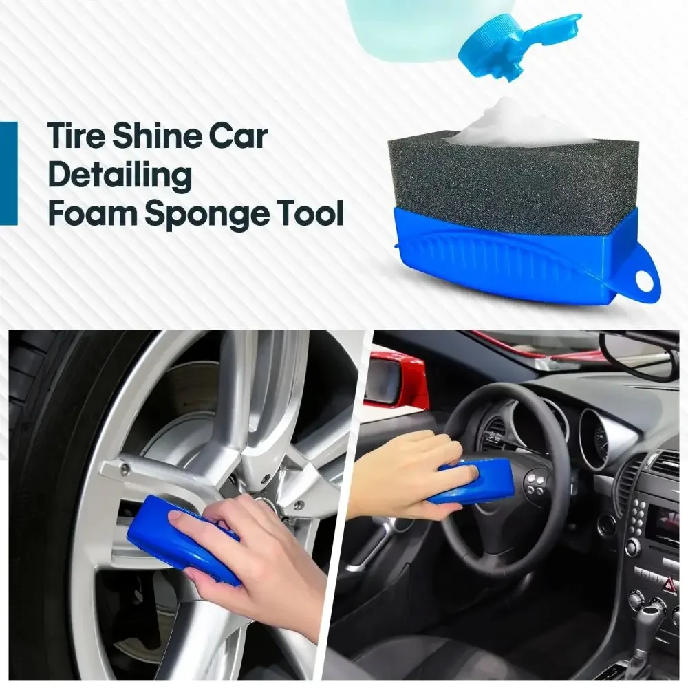 Car Wheel Polishing Waxing Sponge Brush ABS Car Tire Washing Cleaning Brushes Contour Detailing Dressing Applicator Pad