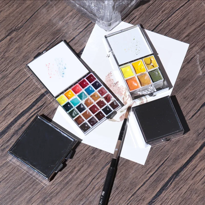 Leere Tragbare Aquarell Farbe Box Metall Aquarell Sub-verpackung Box Pigment Feuchtigkeitsspendende Box Skizze Malerei Kunst Liefert