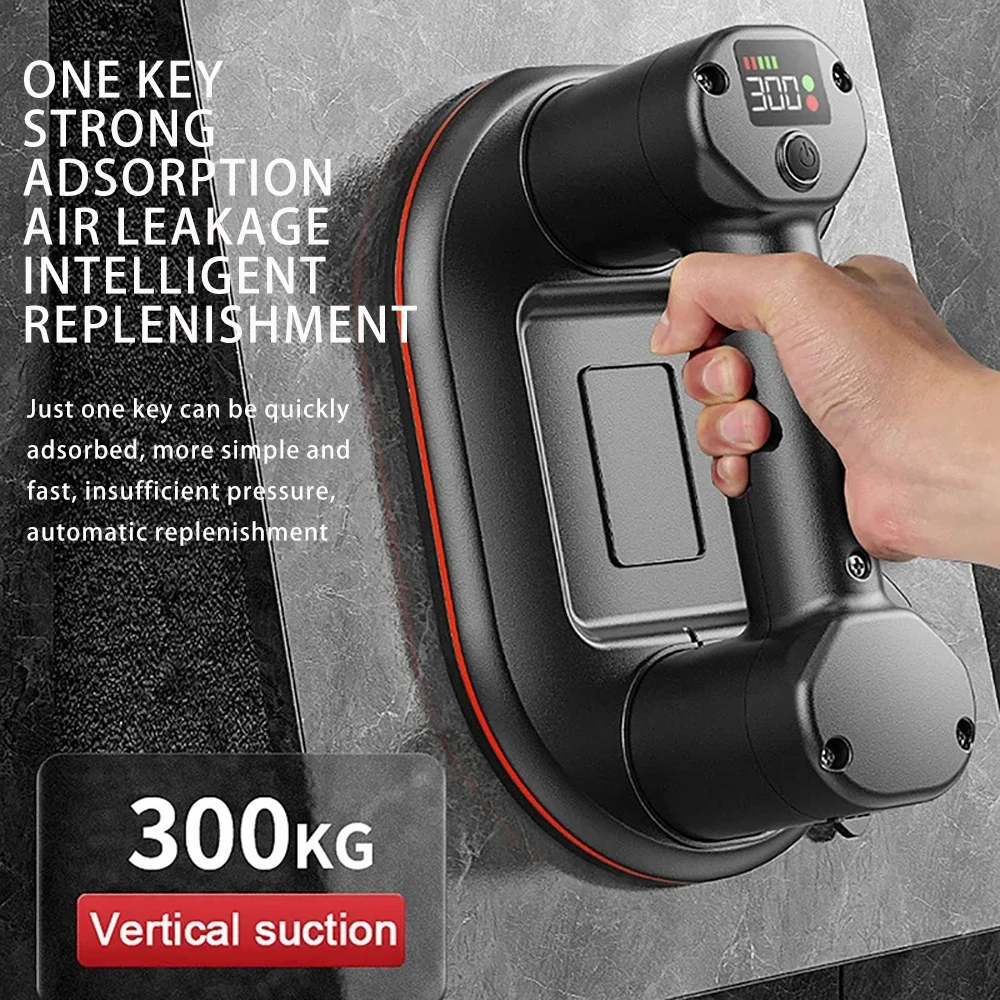 Ventosa de vácuo elétrica de grau industrial com display inteligente, carga de 300kg, levantador de vidro de telha de granito resistente