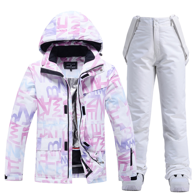 2024 neue Mode Brief Frauen Ski Anzug Winter Winddicht Wasserdichte Snowboard Jacke Hosen Schnee Walking Kleidung Weibliche Schneeanzug