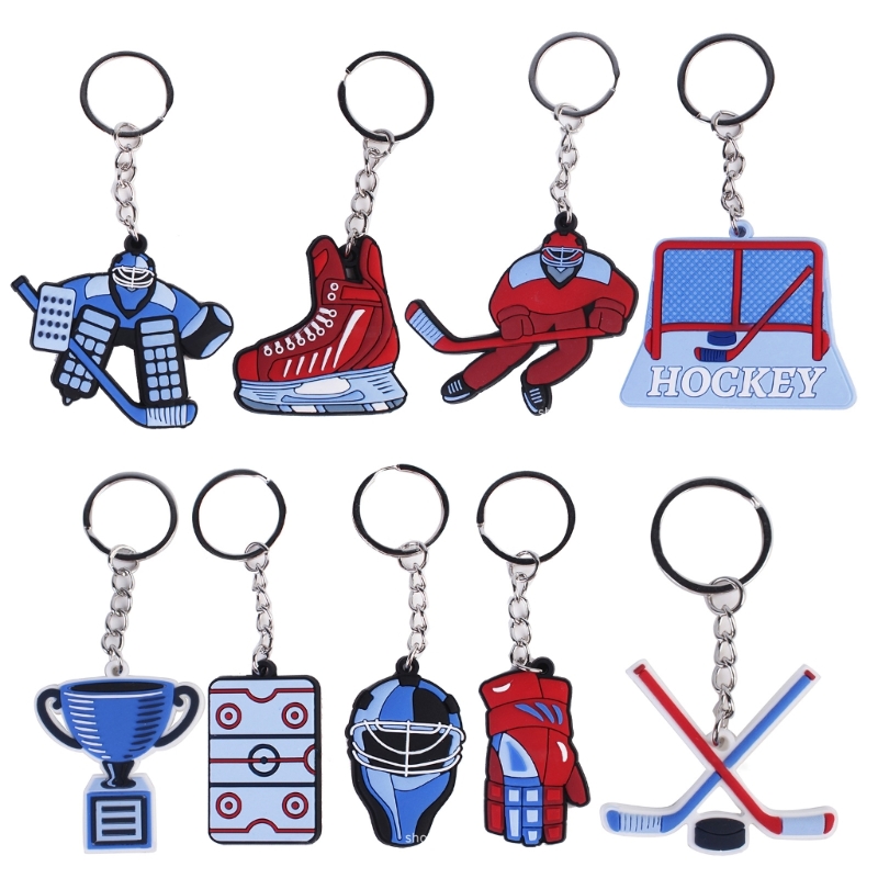 Eishockey Sport Anhänger Schlüsselanhänger Cartoon Winter Sport Charm Schlüsselanhänger Autoschlüssel Halter Tasche Anhänger Handtasche Zubehör