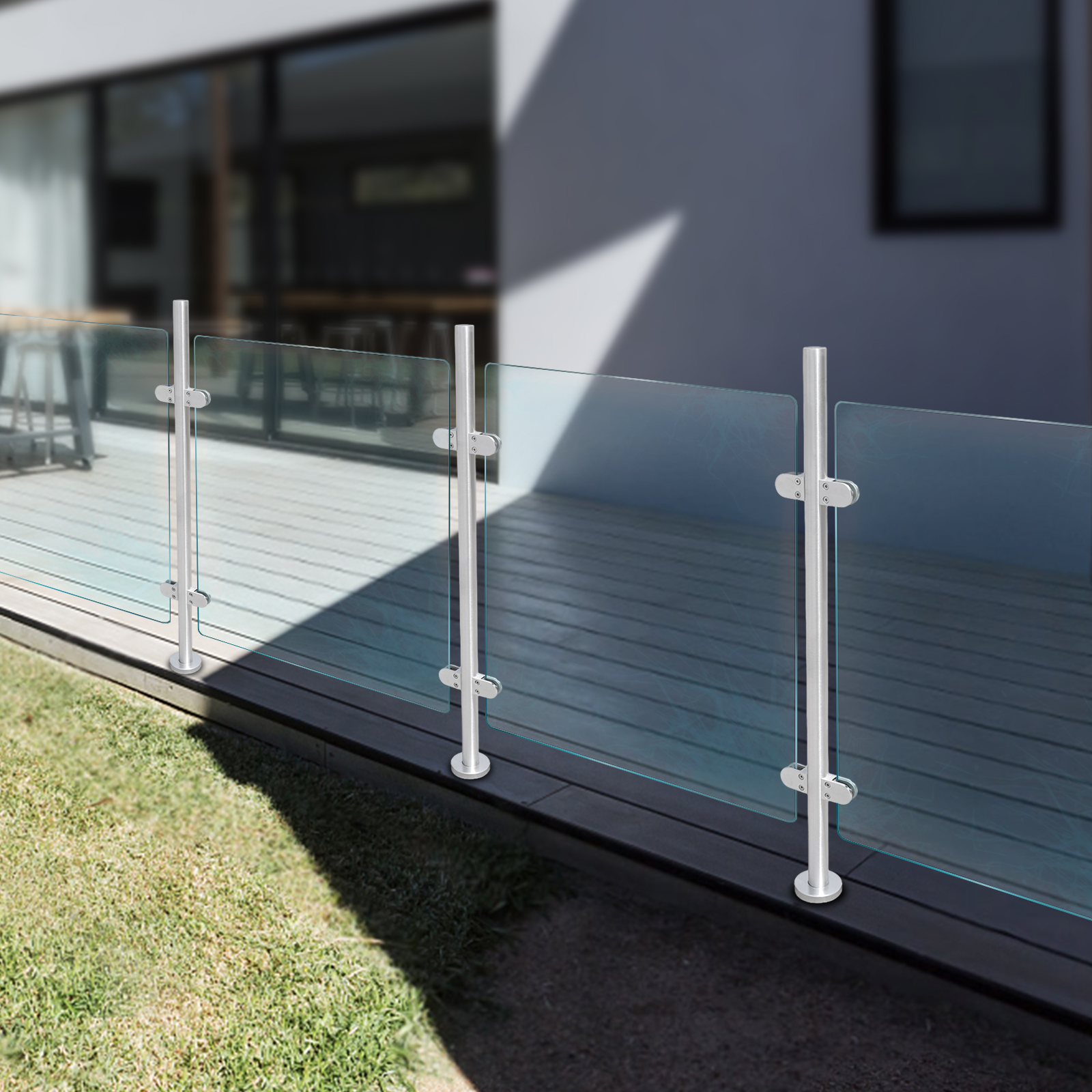 Balustrade de aço inoxidável 316, poste de cerca, corrimão, 110cm/43,3 polegadas, poste de trilhos de vidro para jardim, praia